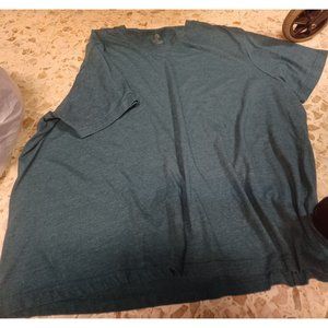 HB Mens 3XL Tee Solid Blue Green Short Sleeve V-Neck